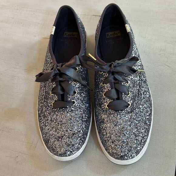 Kate Spade KEDS Charcoal Sequined Sneakers Size 10 - Picture 3 of 7